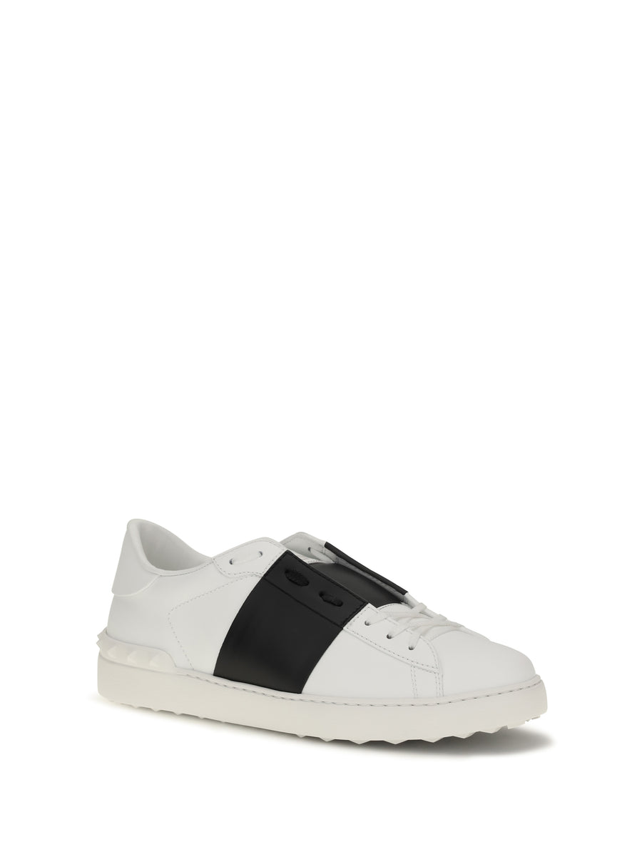 Sneakers Open Calf Leather White-Black White/black/white Trainers