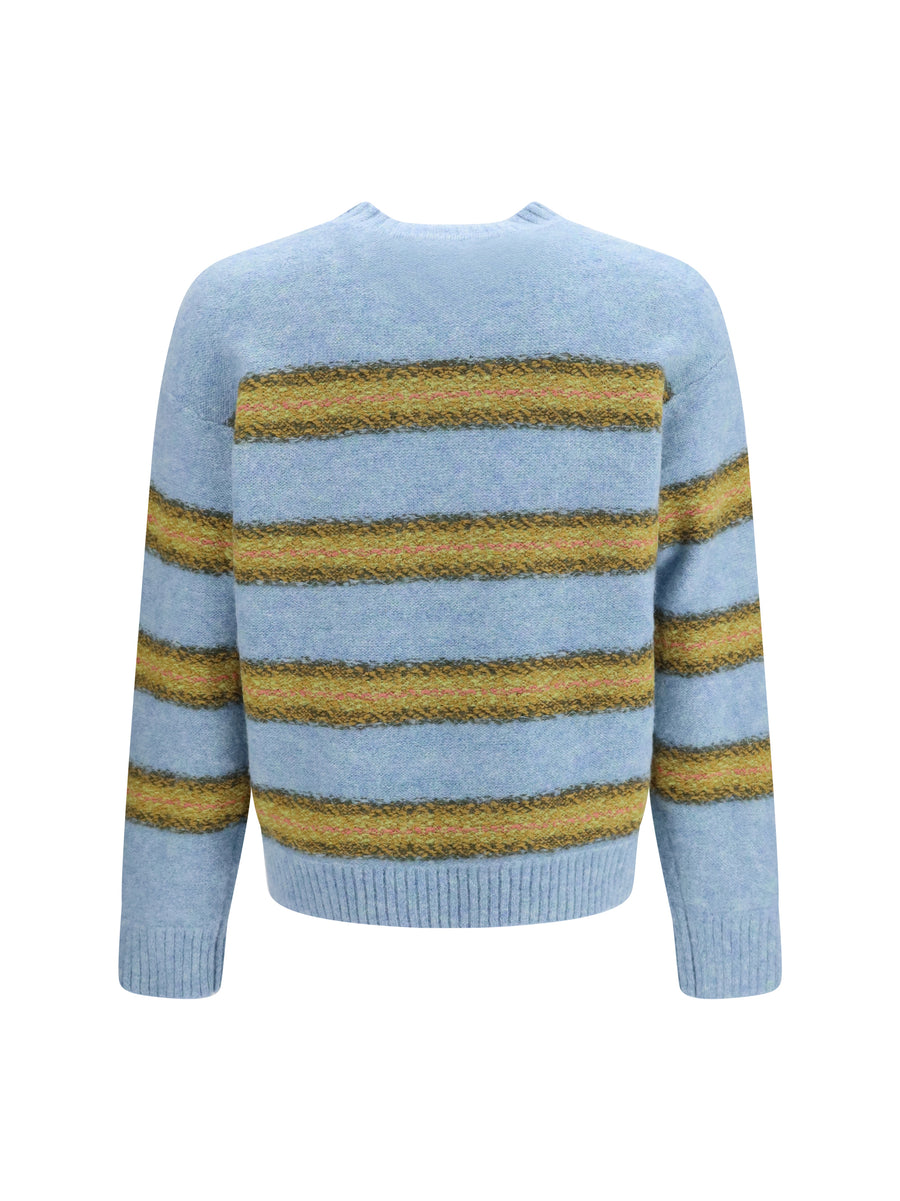 Crewneck Striped Sweater Light Blue Alpaca (vicugna Pacos)