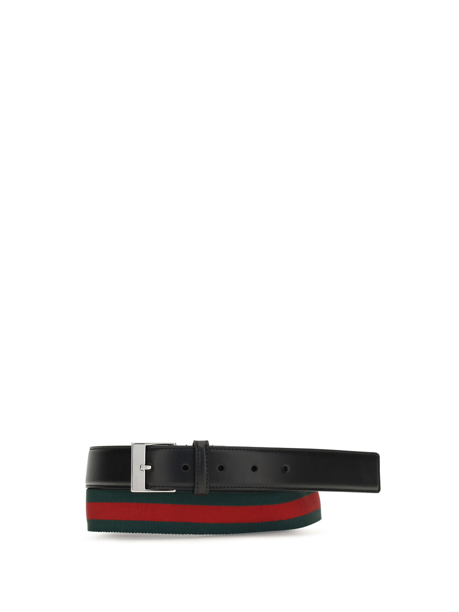 Belt Square Buckle Black Black/vrv Calf Leather