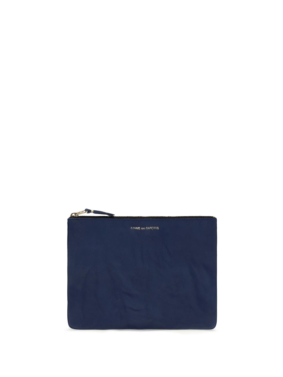 Comme Des GarçOns Wallet 100% calf leather (Bos Taurus) pouch in navy