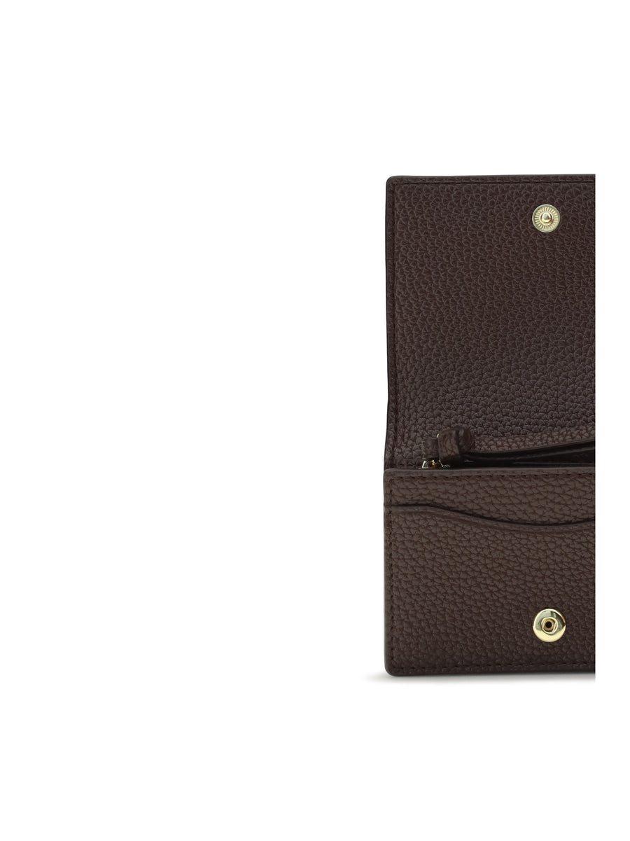 Flap Card Holder Grained Leather Chicory Coffee Recycled Polyester Wallets & Purses