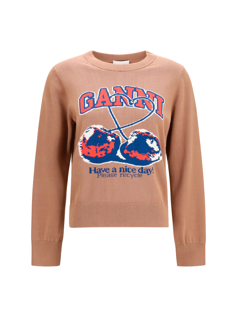 Crewneck Cotton Sweater Camel Sweatshirts