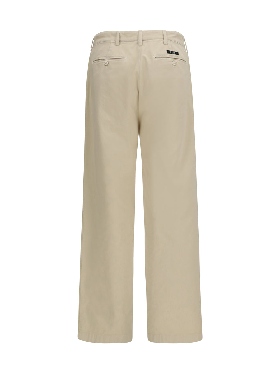 Pants Straight-Leg Cotton Sand Trousers