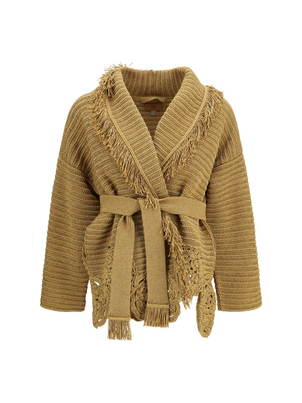Alanui 60% Polyester cardigan in gold