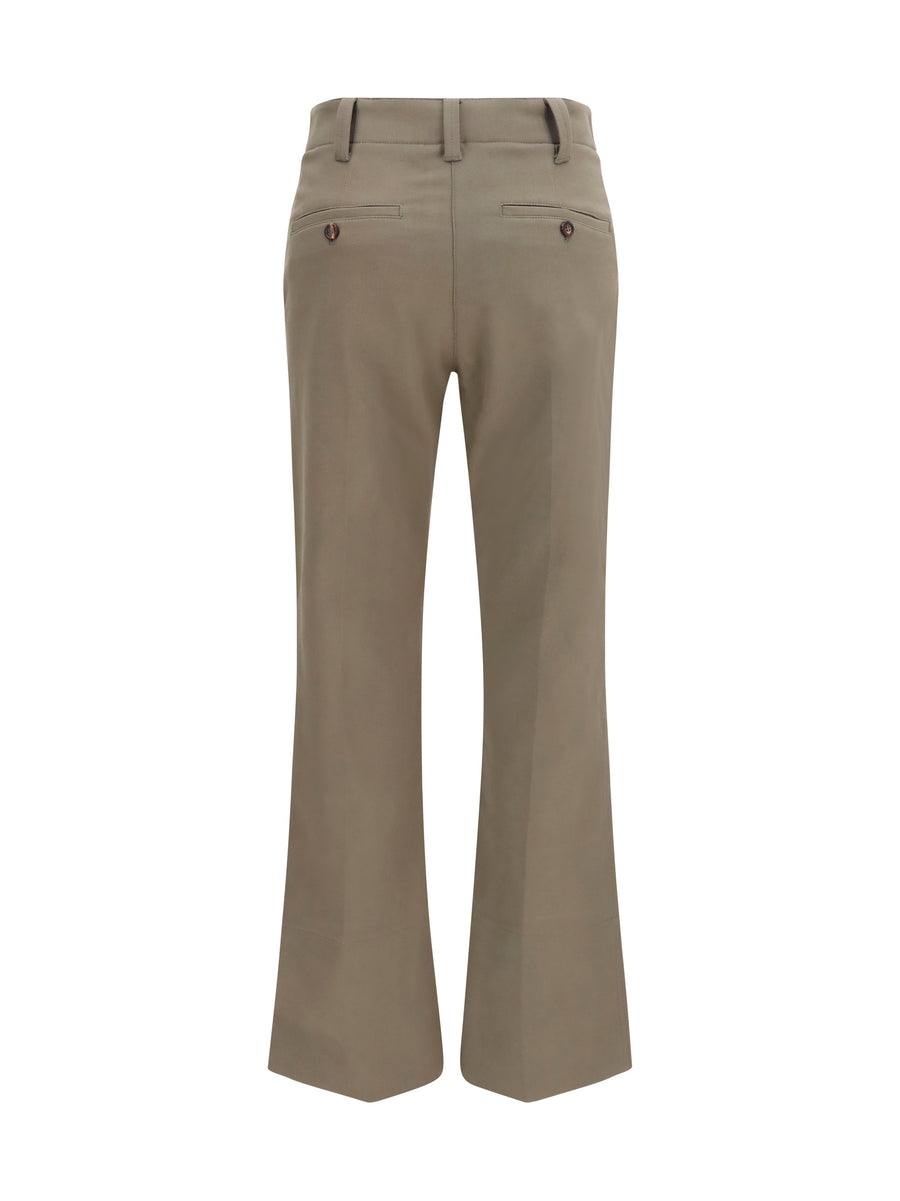 Pants Slim Flared Tea Leaf Cotton Trousers