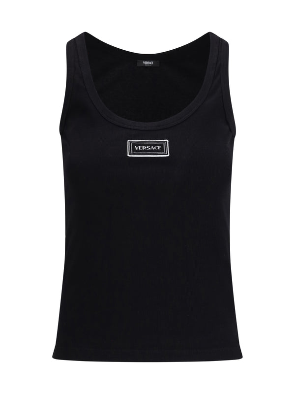 Versace 93% cotton tank top in black