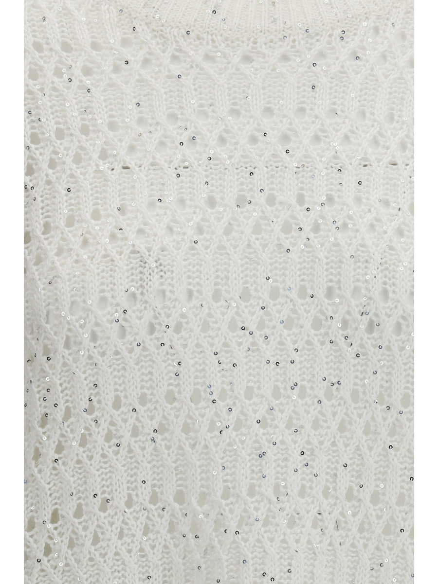 Openwork Sweater White Silk
