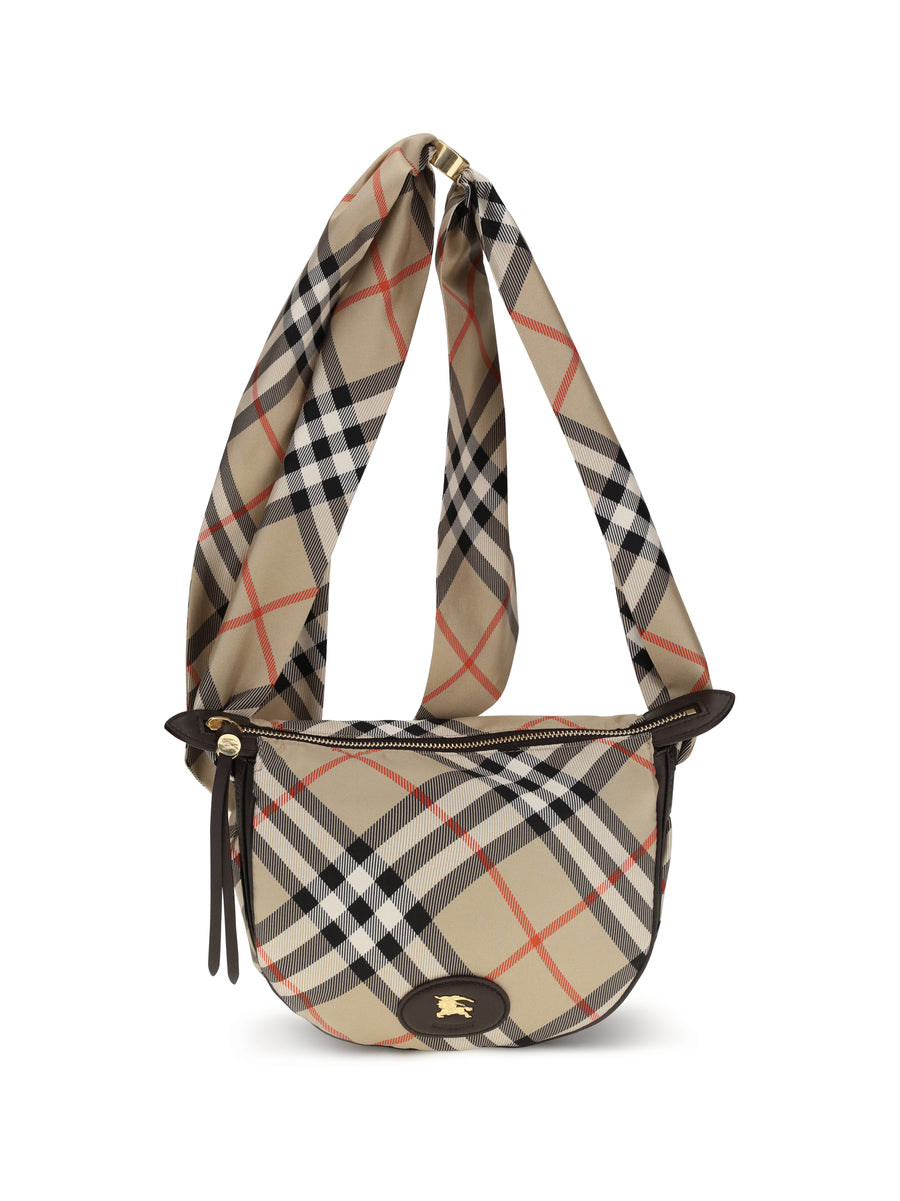 Ribbon Silk Twill Shoulder Bag Sand