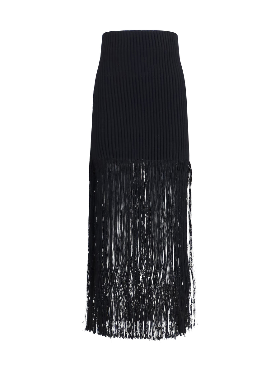 Pencil Skirt Fringe Black Viscose