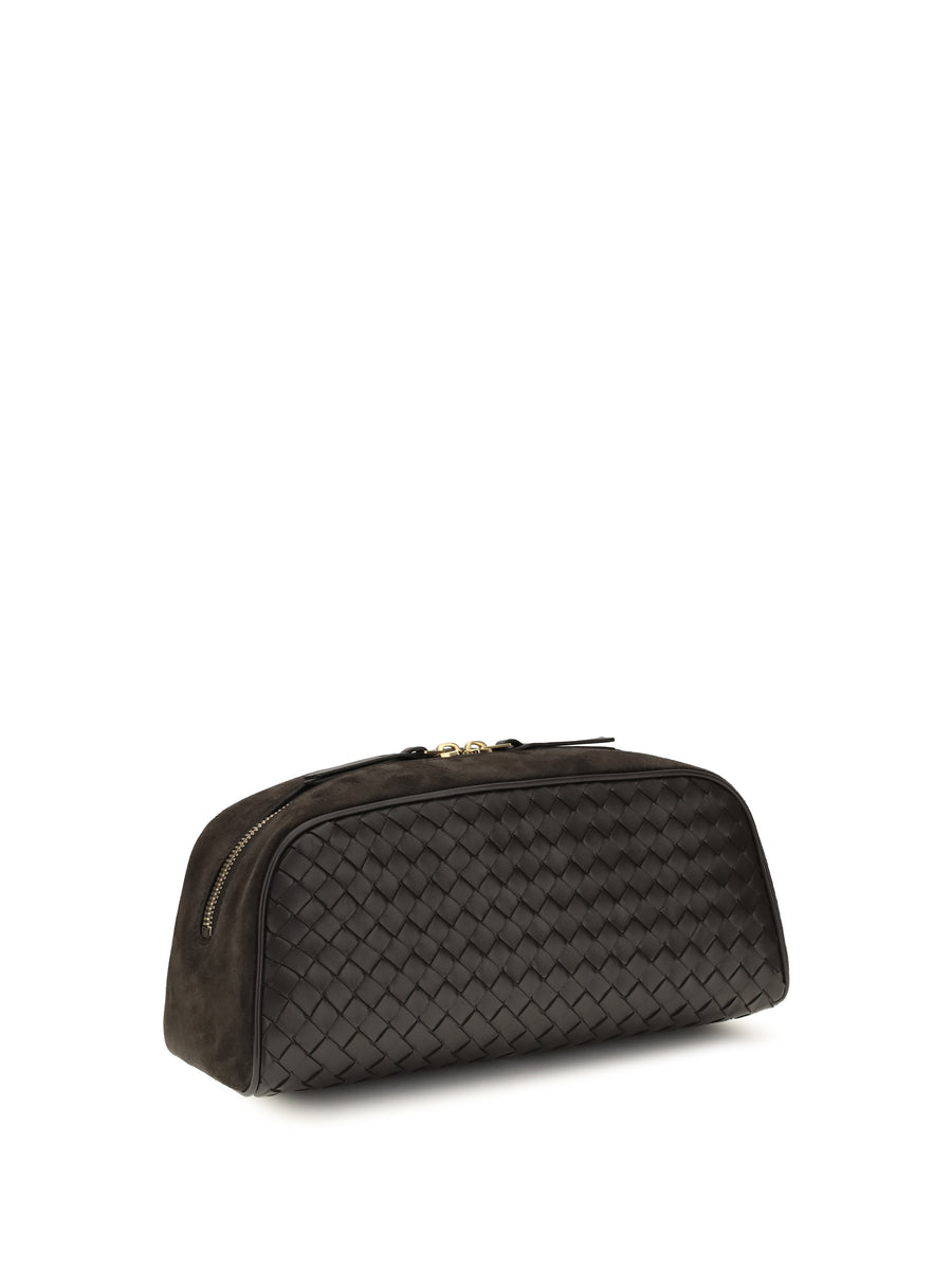 Pouch Nodo Espresso-Gold Lamb Leather Clutch Bags