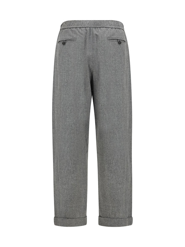 Oversized Trousers Light Grey Melange Fleece Wool (ovis Aries)
