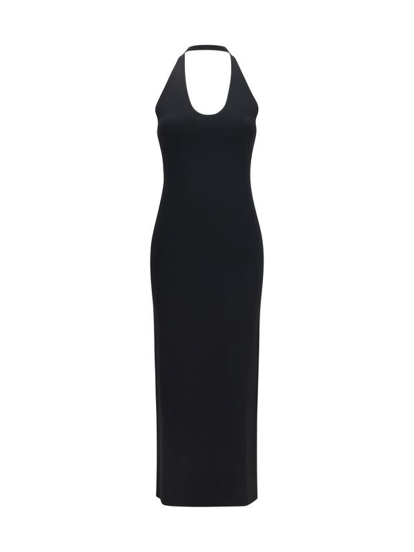 Dress Halter-Neck Knit Black Viscose