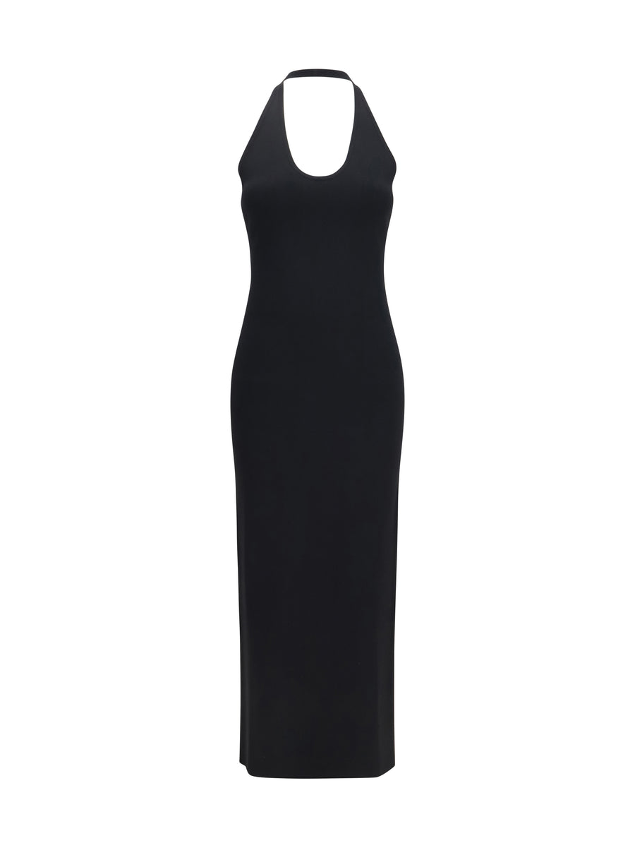 Dress Halter-Neck Knit Black Viscose
