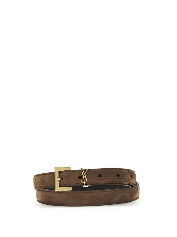 Cassandre Slim Belt Bark Brown Calf Leather Bos Taurus E Braces