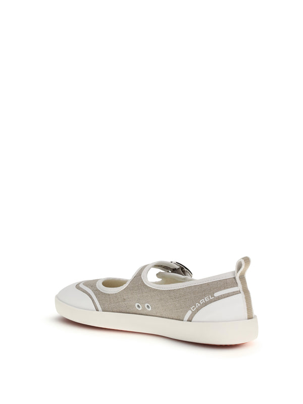 Canvas Sport Ballerinas Beige Upper: Cotton Ballerina Shoes