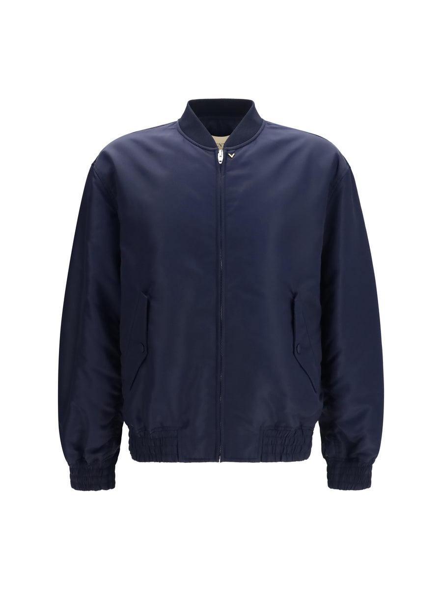 Nylon Ruffled Jacket Navy Peony Polyamide