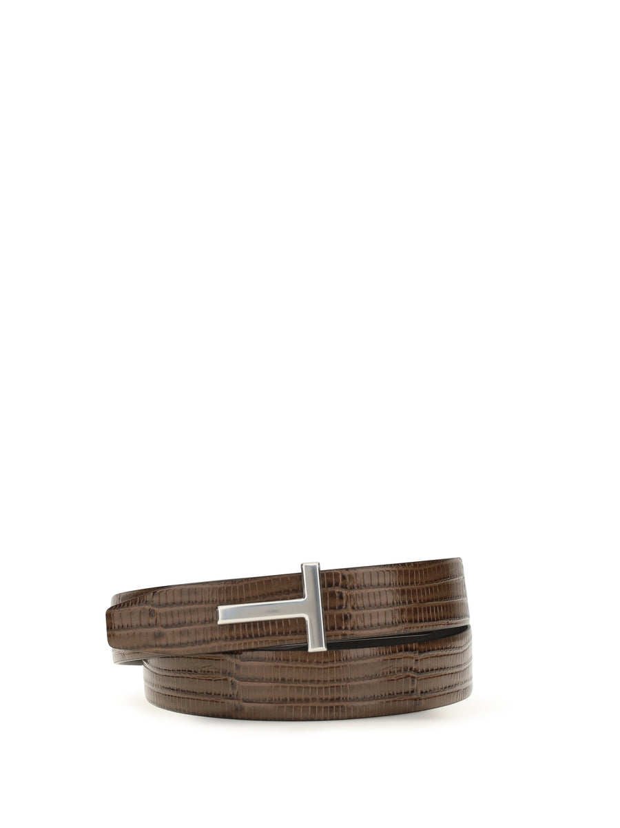 Belt Reversible T Icon Caramel Leather Calf