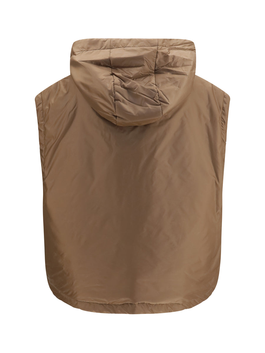 Hooded Padded Vest Dark Gold Outer: Polyester Puffer Jackets