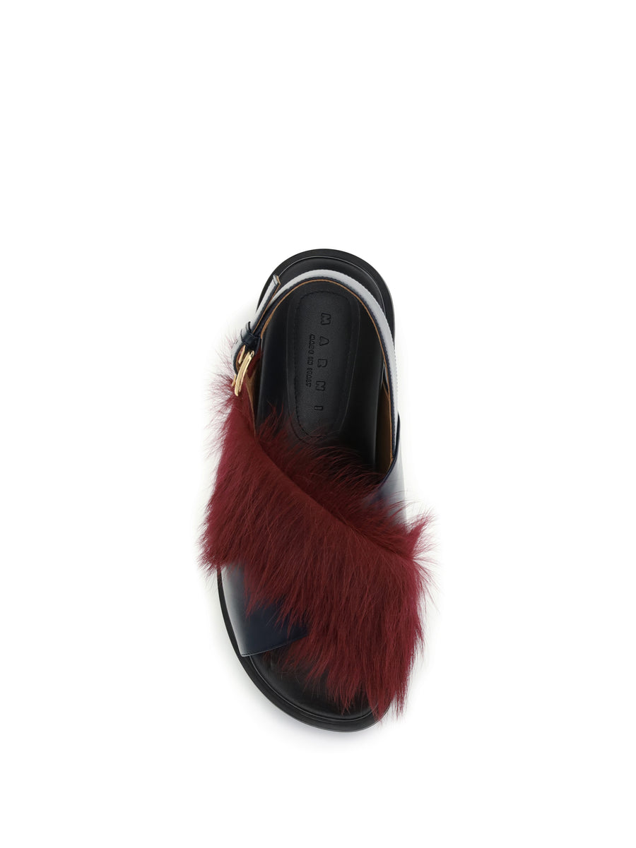Sandals Fussbett Blue-Camellia Blue/camellia Calf Leather