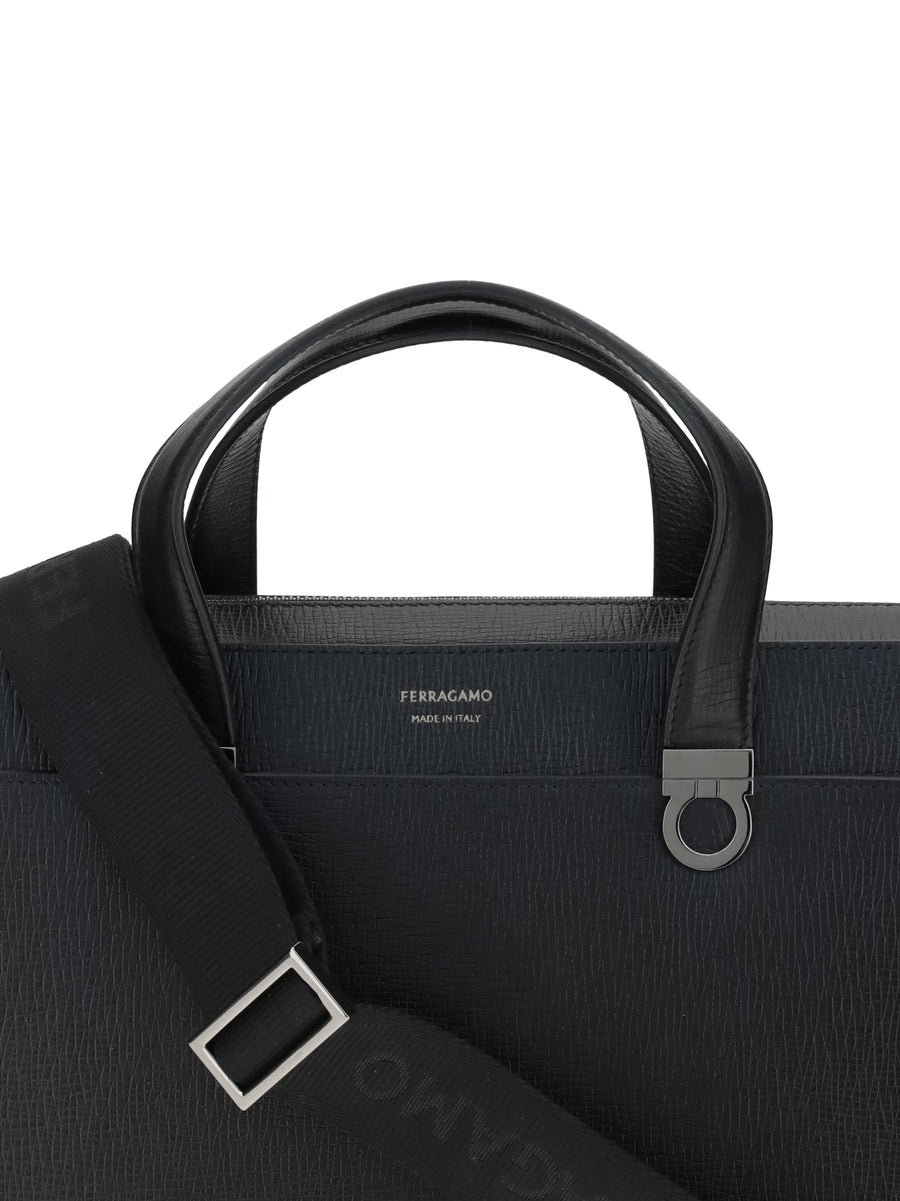 Briefcase Gancini Black Calf Leather Laptop Bags & Briefcases