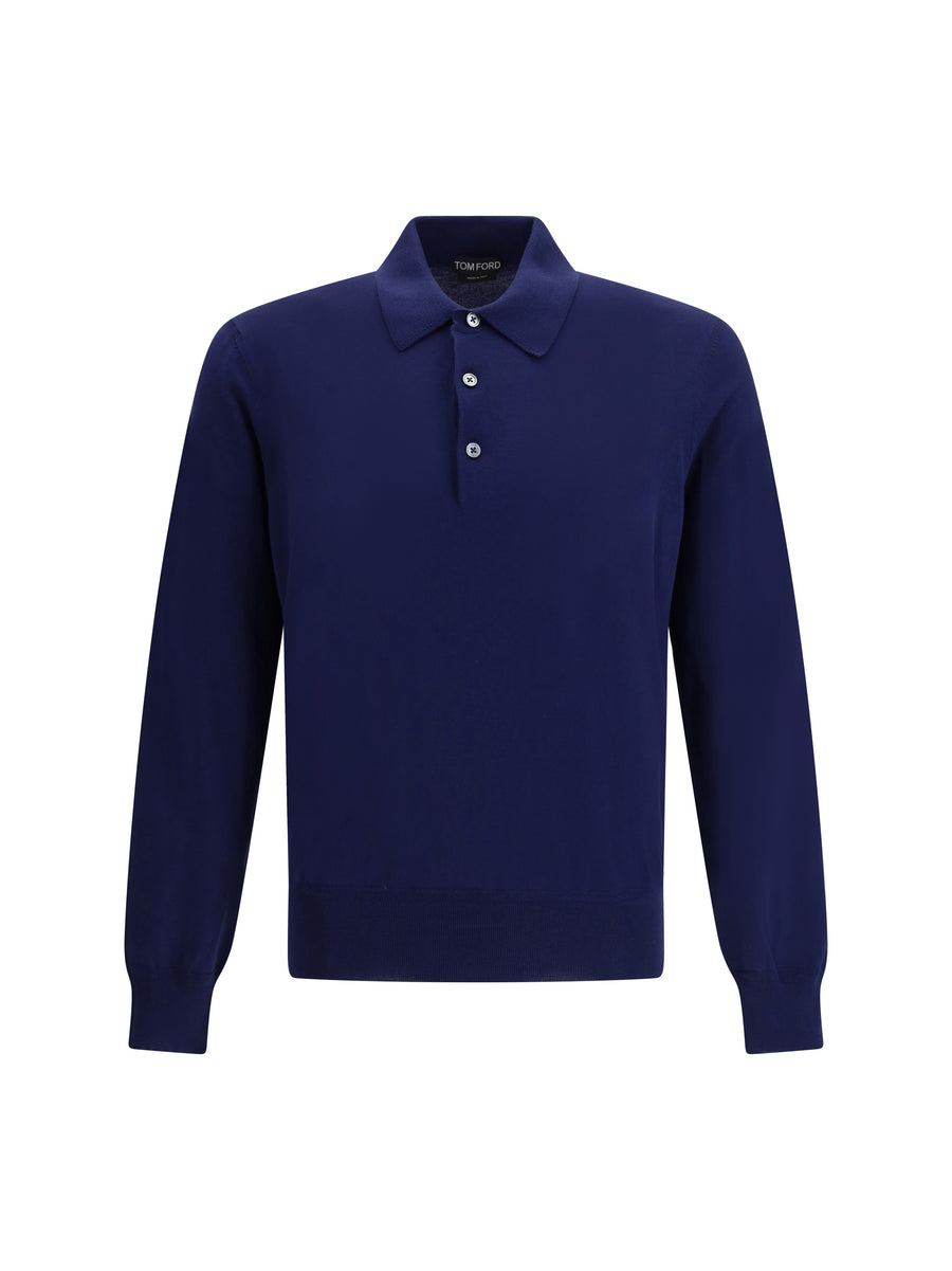 Long-Sleeve Polo Ocean Cavern Cotton Shirts