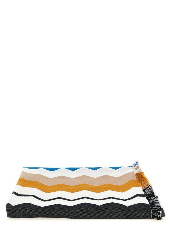 منشفة بحر بتصميم خطوط شيفرون من Missoni Home قطن — أزرق