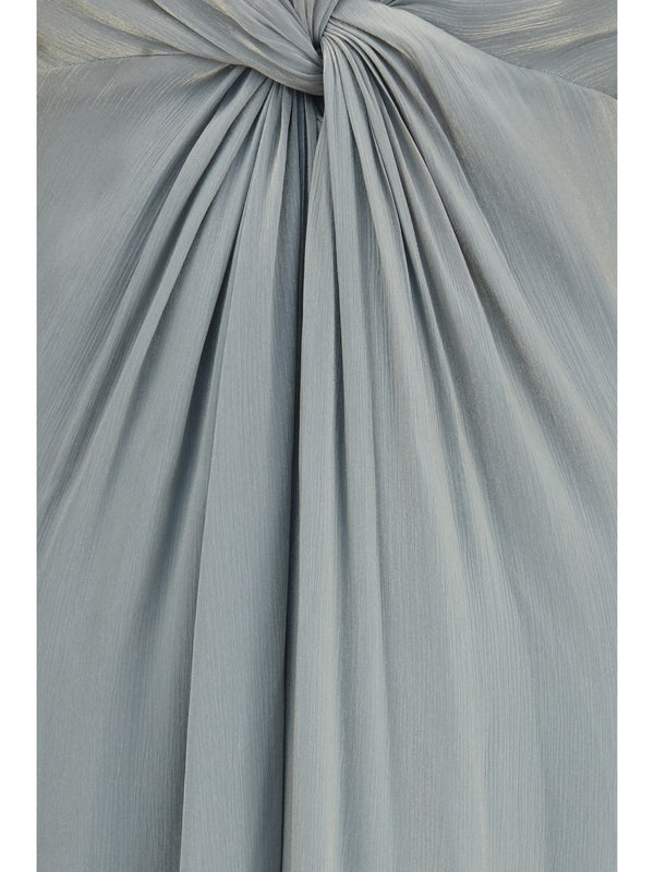 Long Crossover Dress Green Polyester