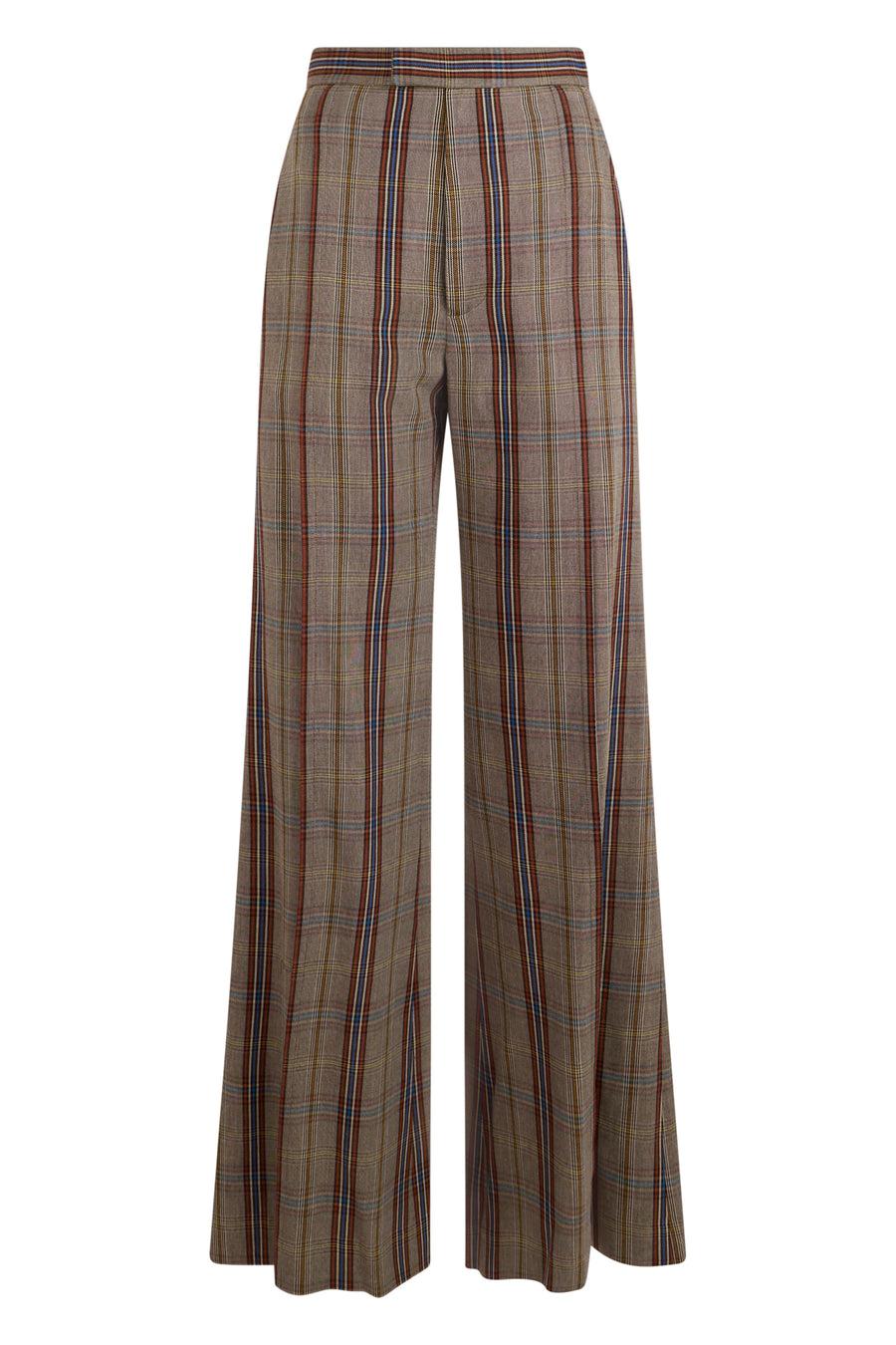Palazzo Pants Checked Multicolour Viscose Wide-leg Trousers