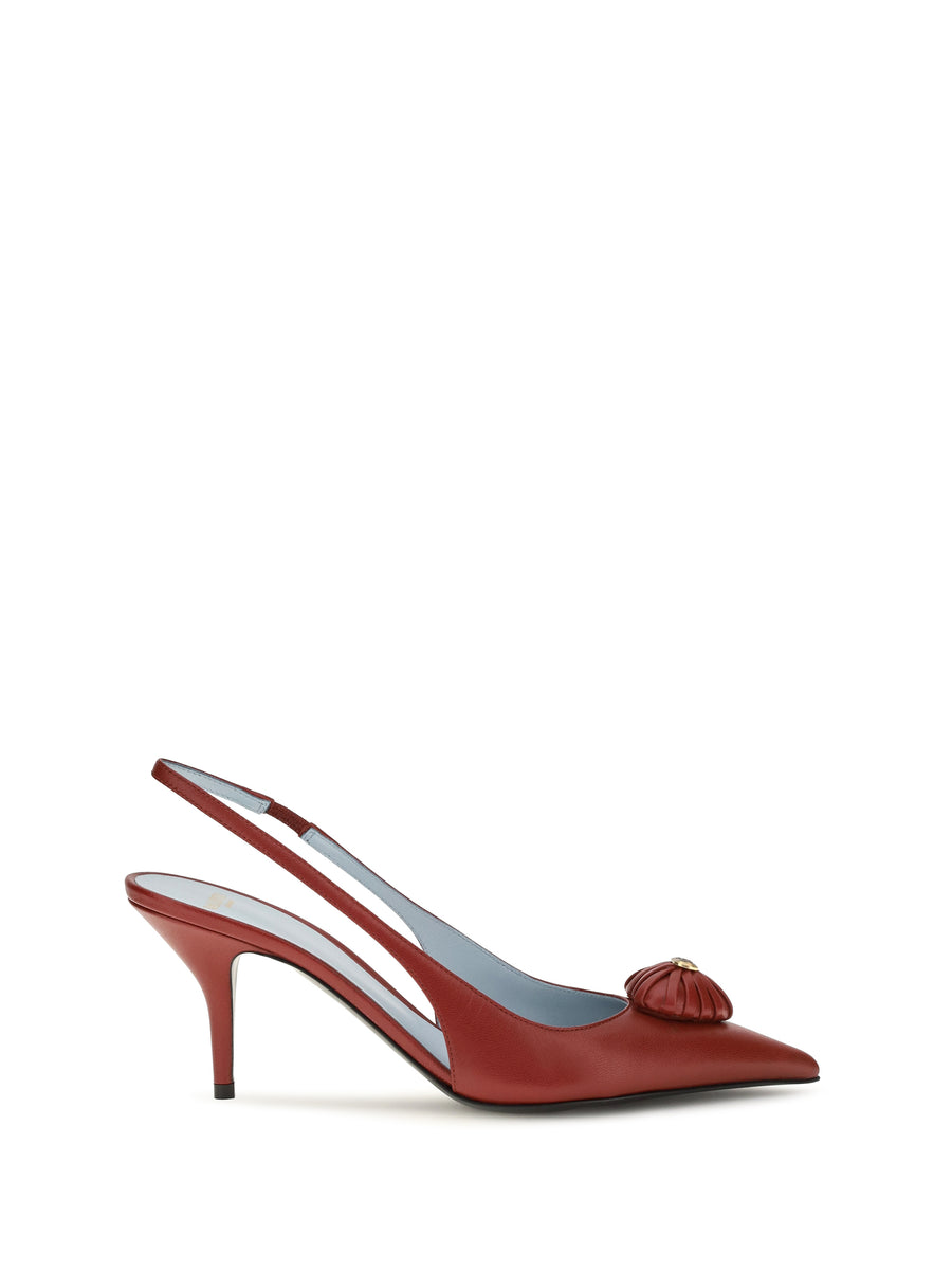 Coeur Royal Slingback Leather Pumps Russet Red Sandal