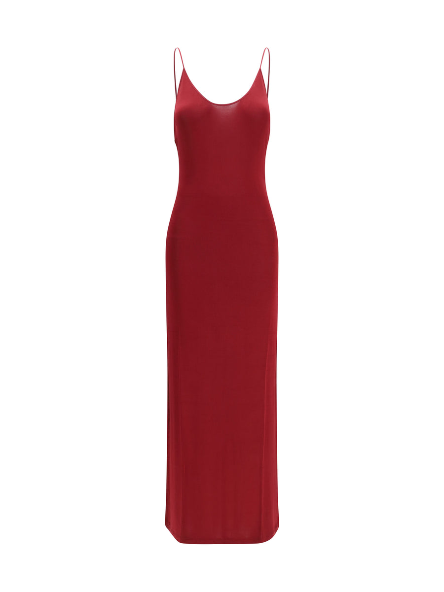 Backless Knit Dress With Cassandre Chain Bordeaux Viscose; Elastane