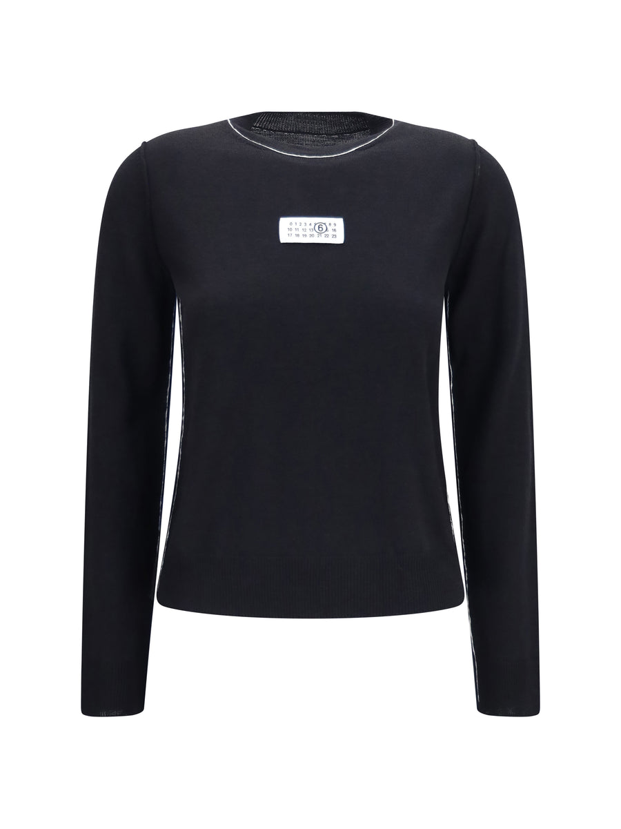 T-Shirt Wool-Blend Black Merino Wool (ovis Aries) Knitwear