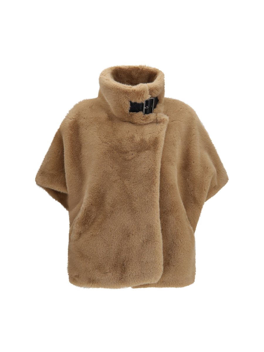 Faux Fur Jacket Warm Taupe Beige Polyester Coat