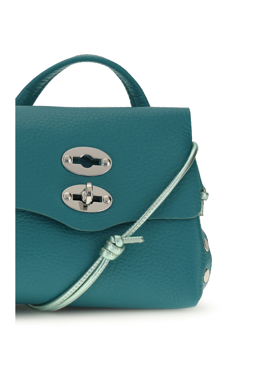 Shoulder Bag Postina Calf Leather Green Pesto Genovese (bos Taurus)