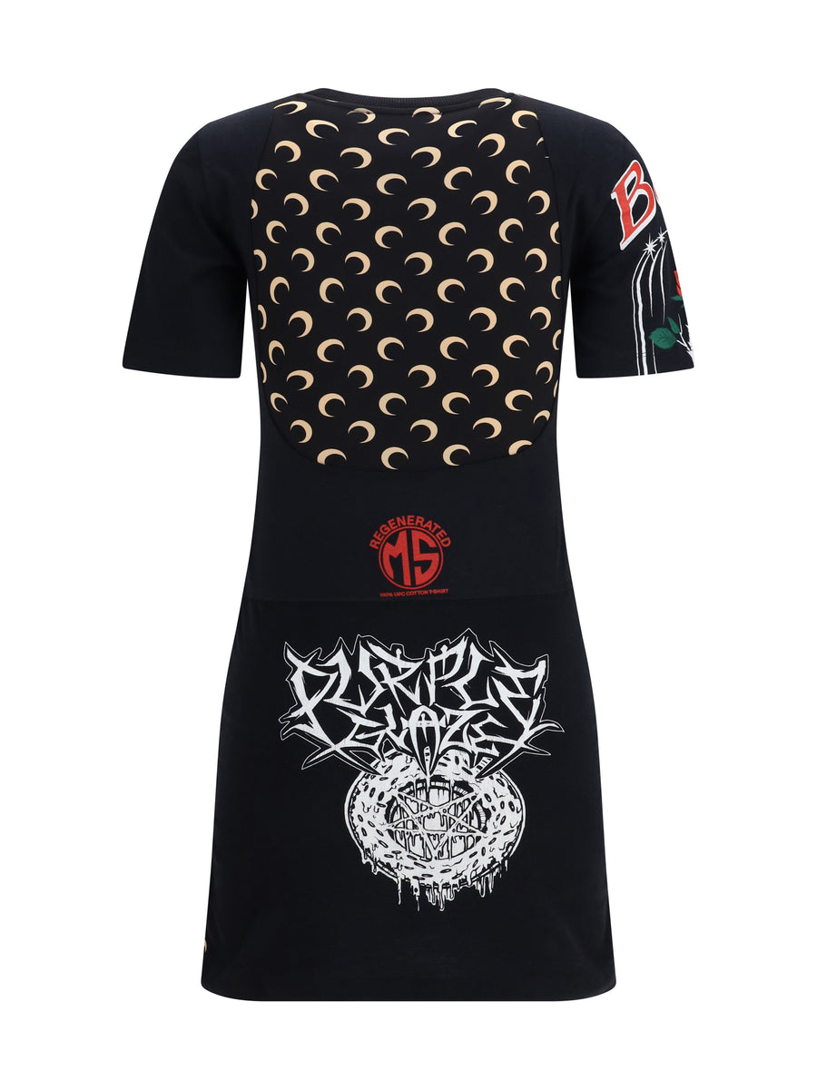 Fitted Recycled Jersey Dress Black/inverse Tan Cotton