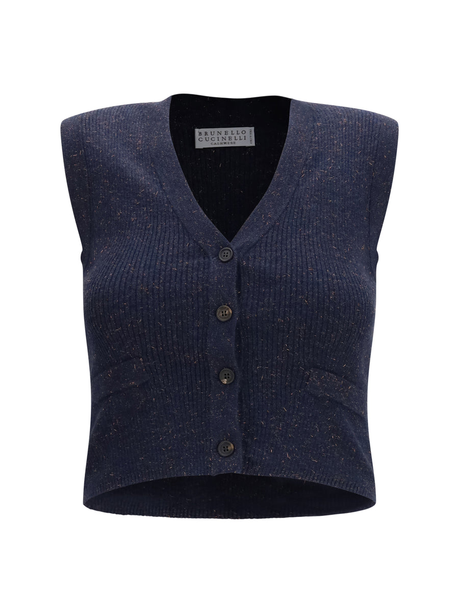 Sleeveless Cardigan Blu Freddo Blazers & Vests