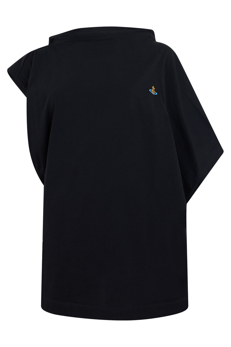 Asymmetric Black Cotton T-Shirt Blouses