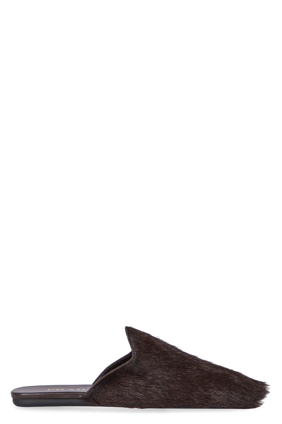 Lamb-Fur Leather Mules Cacao Slippers
