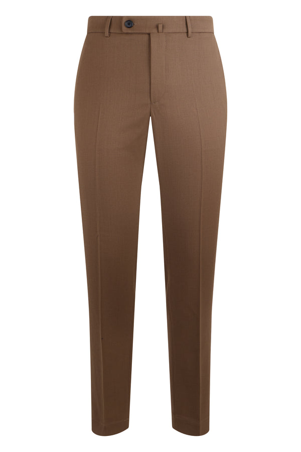 Camel Wool-Blend Chinos Polyester