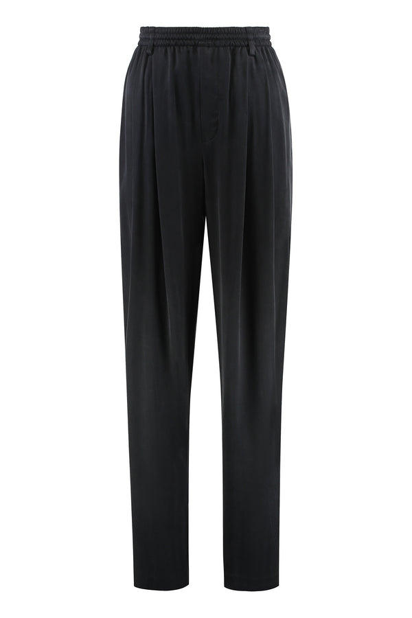 Elasticated Waist Trousers Black Cuprammonium Rayon Wide-leg