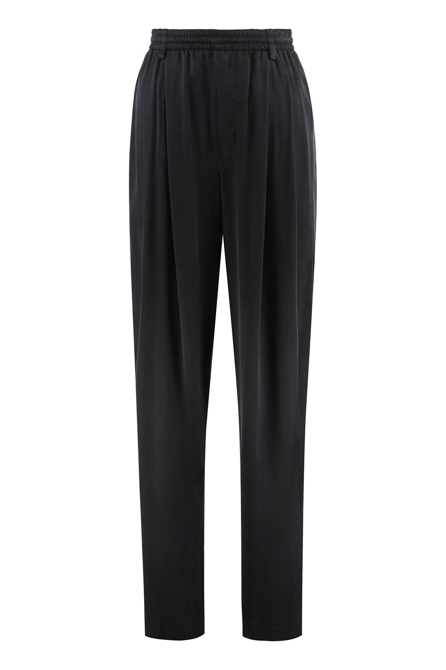 Elasticated Waist Trousers Black Cuprammonium Rayon Wide-leg