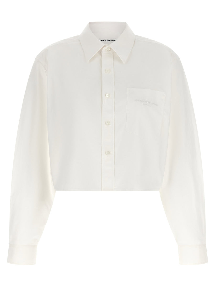 Alexander Wang Cotton Cropped Shirt — white