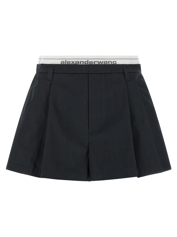 Alexander Wang شعار شريط شورت — أسود