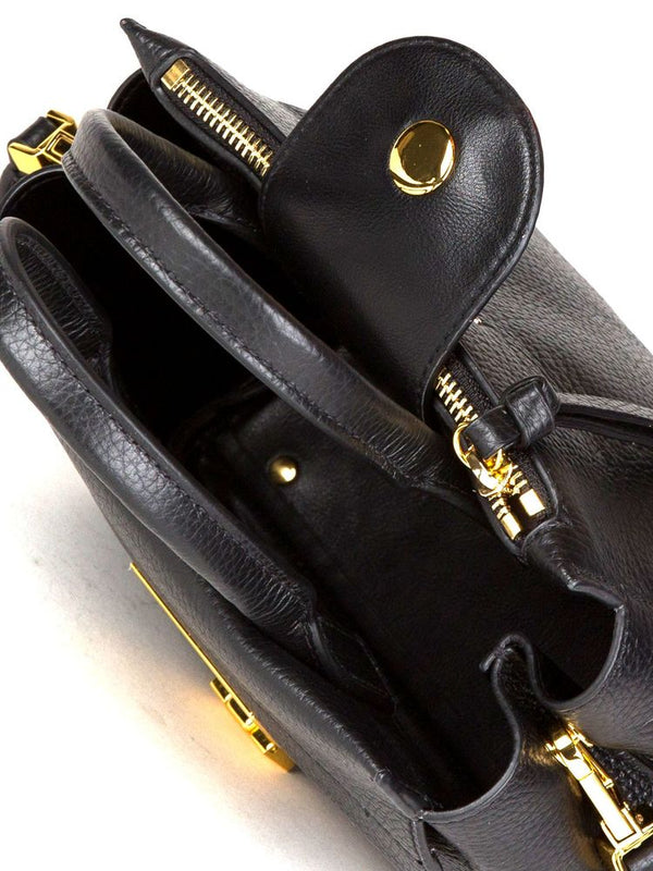 Coccinelle 100% Cowhide leather top handle bag in black