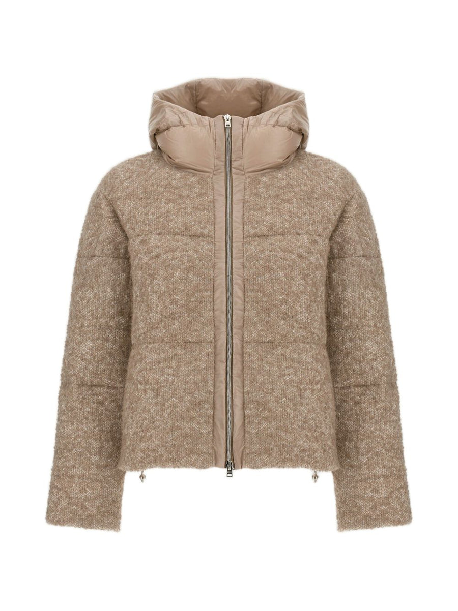 HERNO Bouclé Padded Down Jacket — Beige