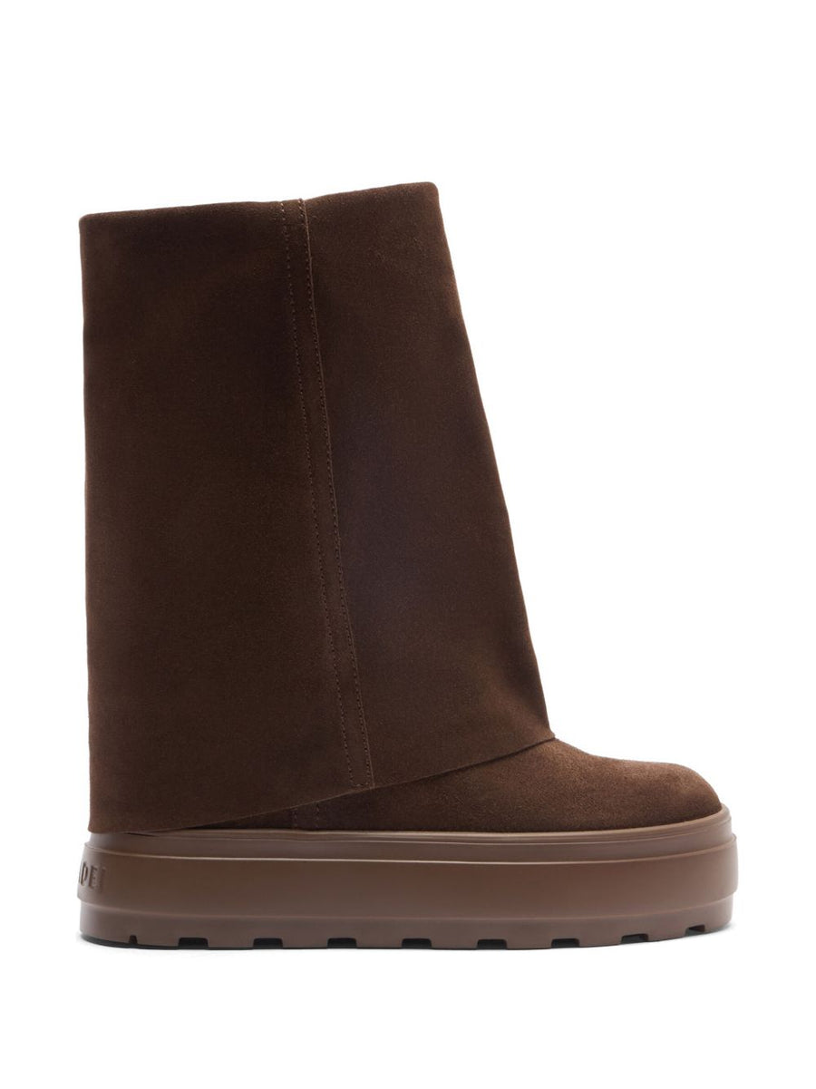 Casadei Suede Platform Boot — Brown