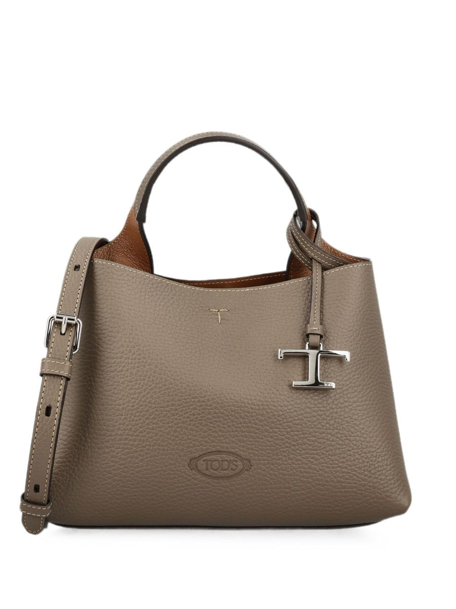 Tod'S Grained Leather Shoulder Bag — Taupe