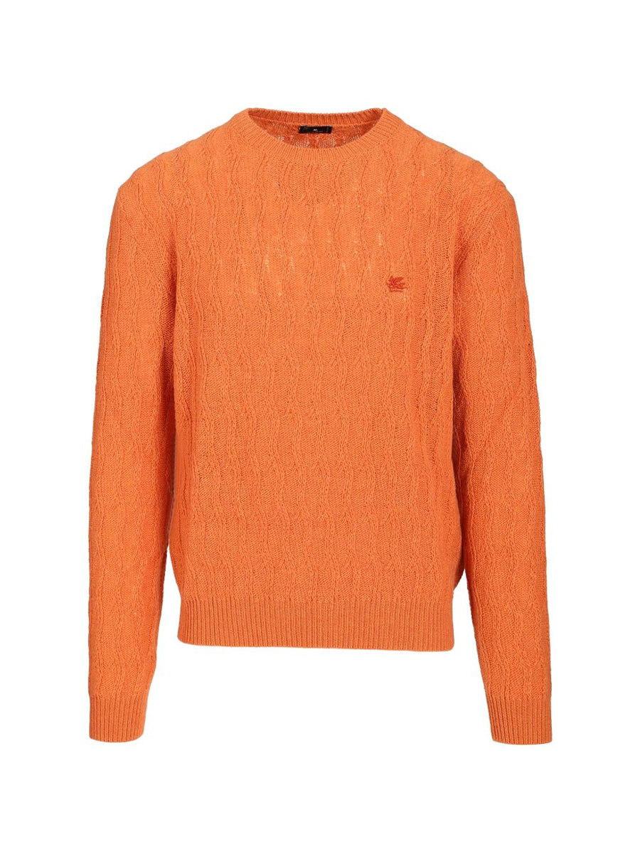 Etro Cable-Knit Cashmere Sweater — Orange