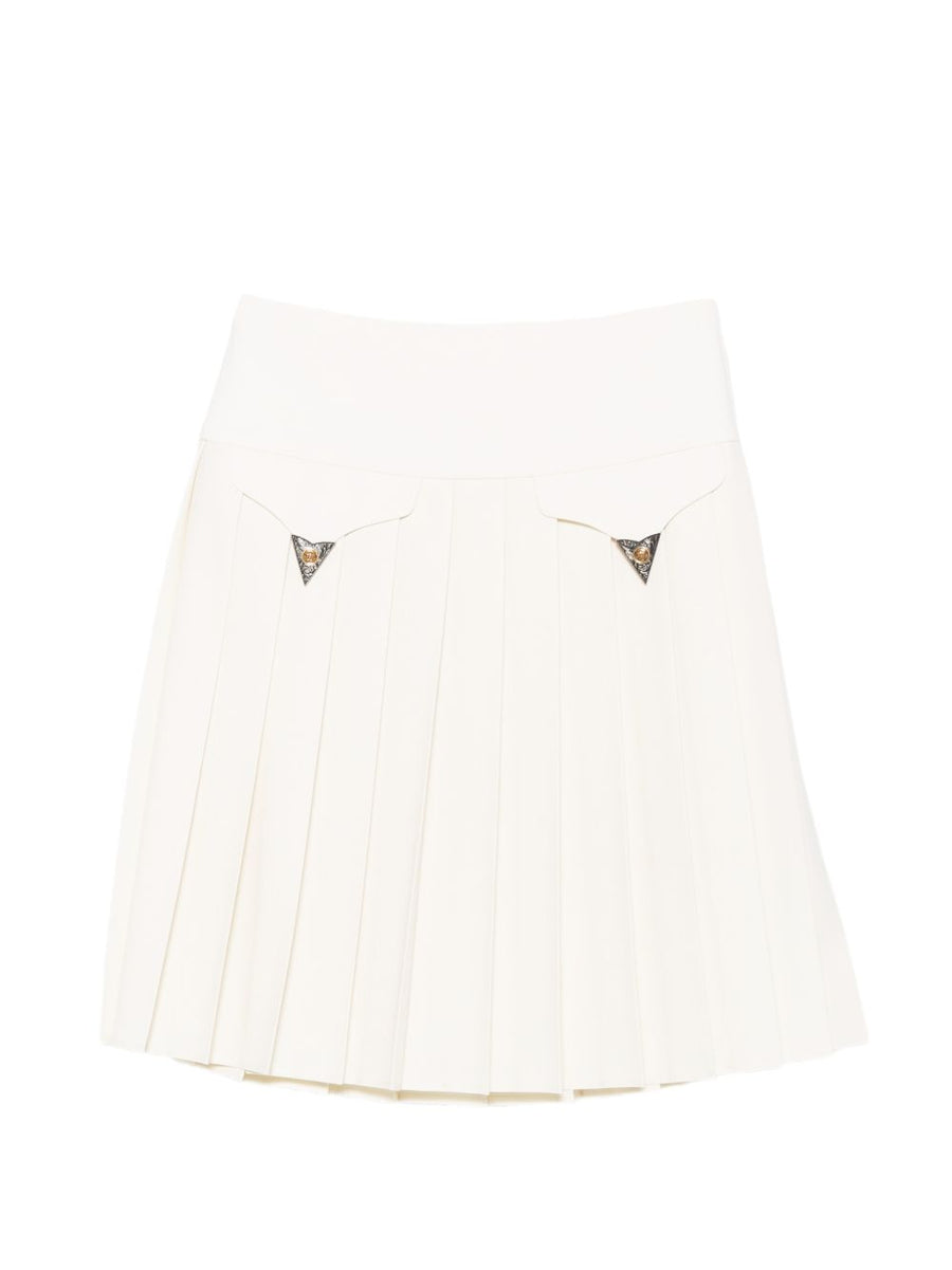 Versace Pleated Wool Bermuda — Cream