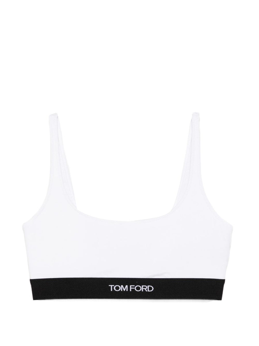 Tom Ford شعار - حمالة صدر بكتان أبيض وبحواف مطاطية