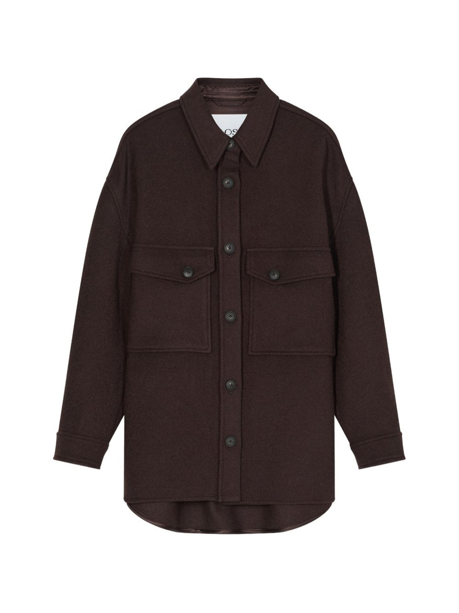 Closed Wool Blend Overshirt — Brown